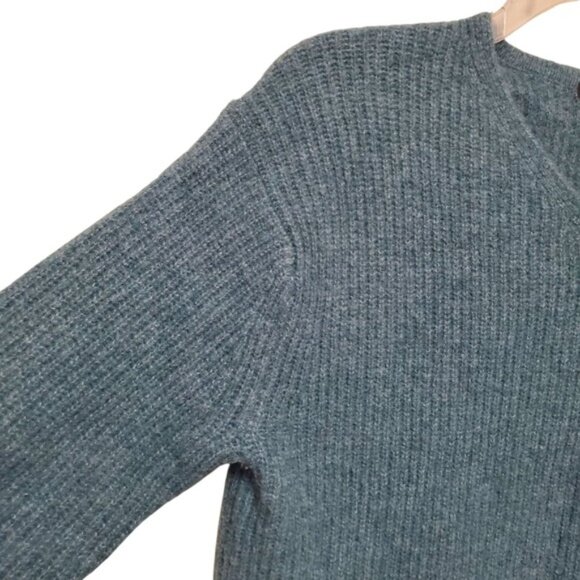 Uniqlo Sweater Teal Blue Green Oversized High Low Hem Unisex - Picture 5 of 9